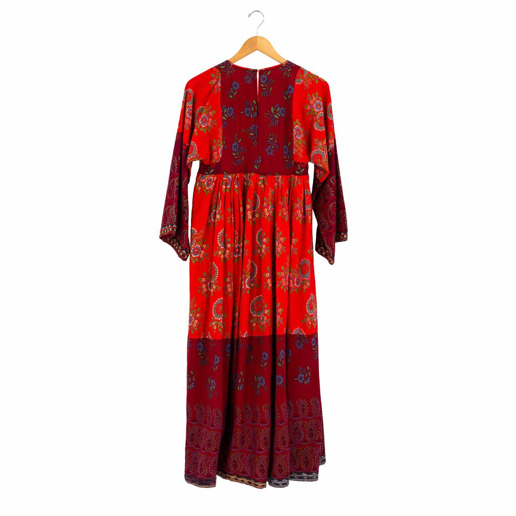 Vintage 1970s Afghan Embroidered Patchwork Dress