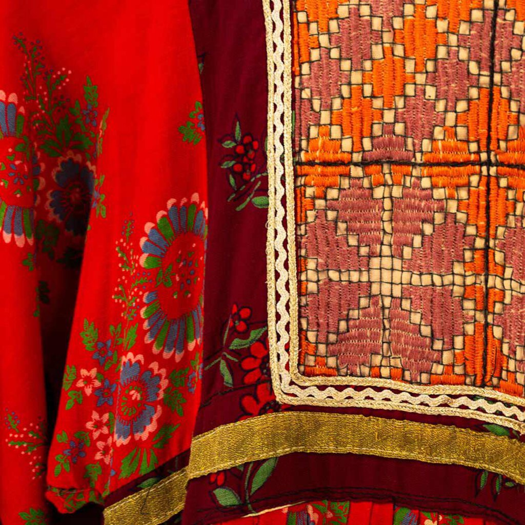 Vintage 1970s Afghan Embroidered Patchwork Dress