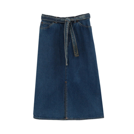Vintage Denim Mid-Length Skirt