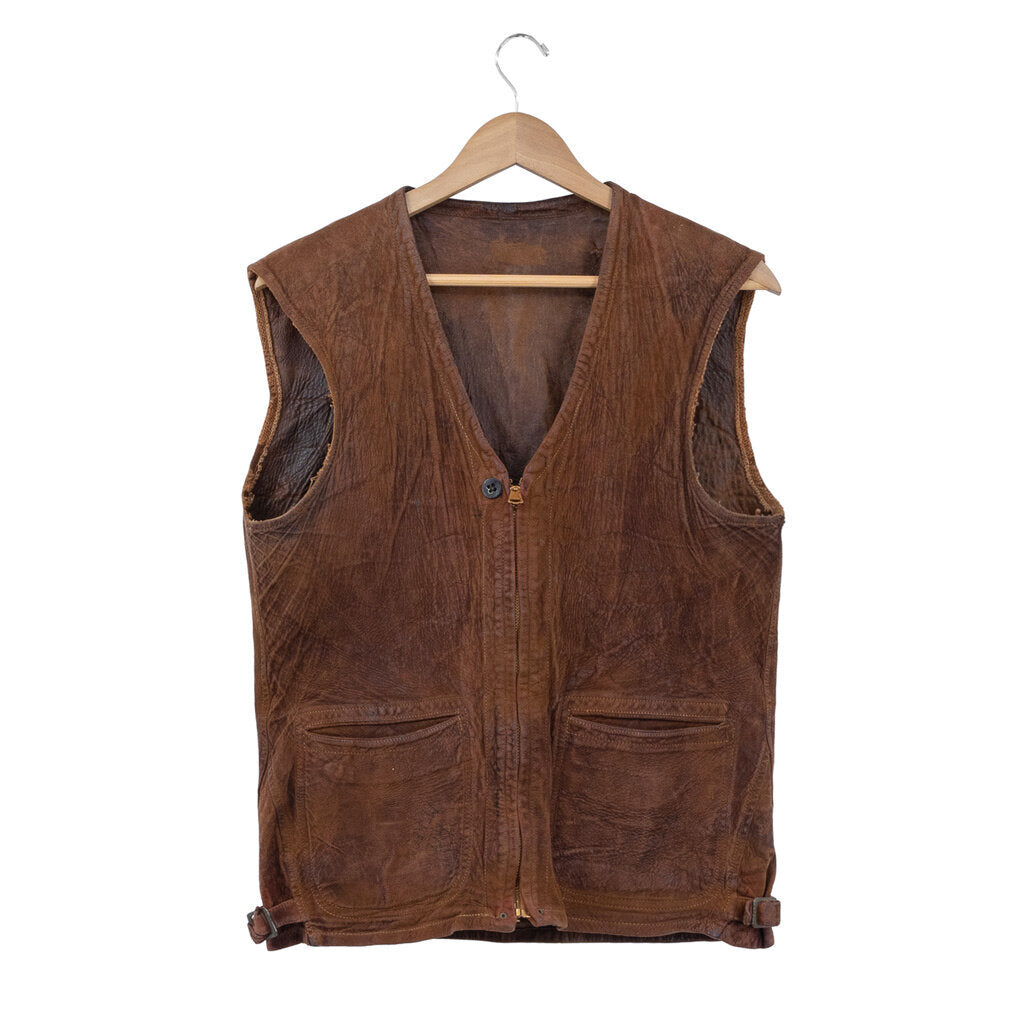 Vintage Leather Vest with Side Buckles
