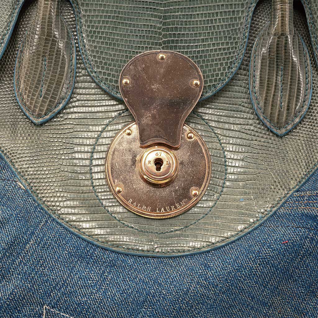 2010 Limited Edition Distressed Denim & Lizard “Ricky” Bag