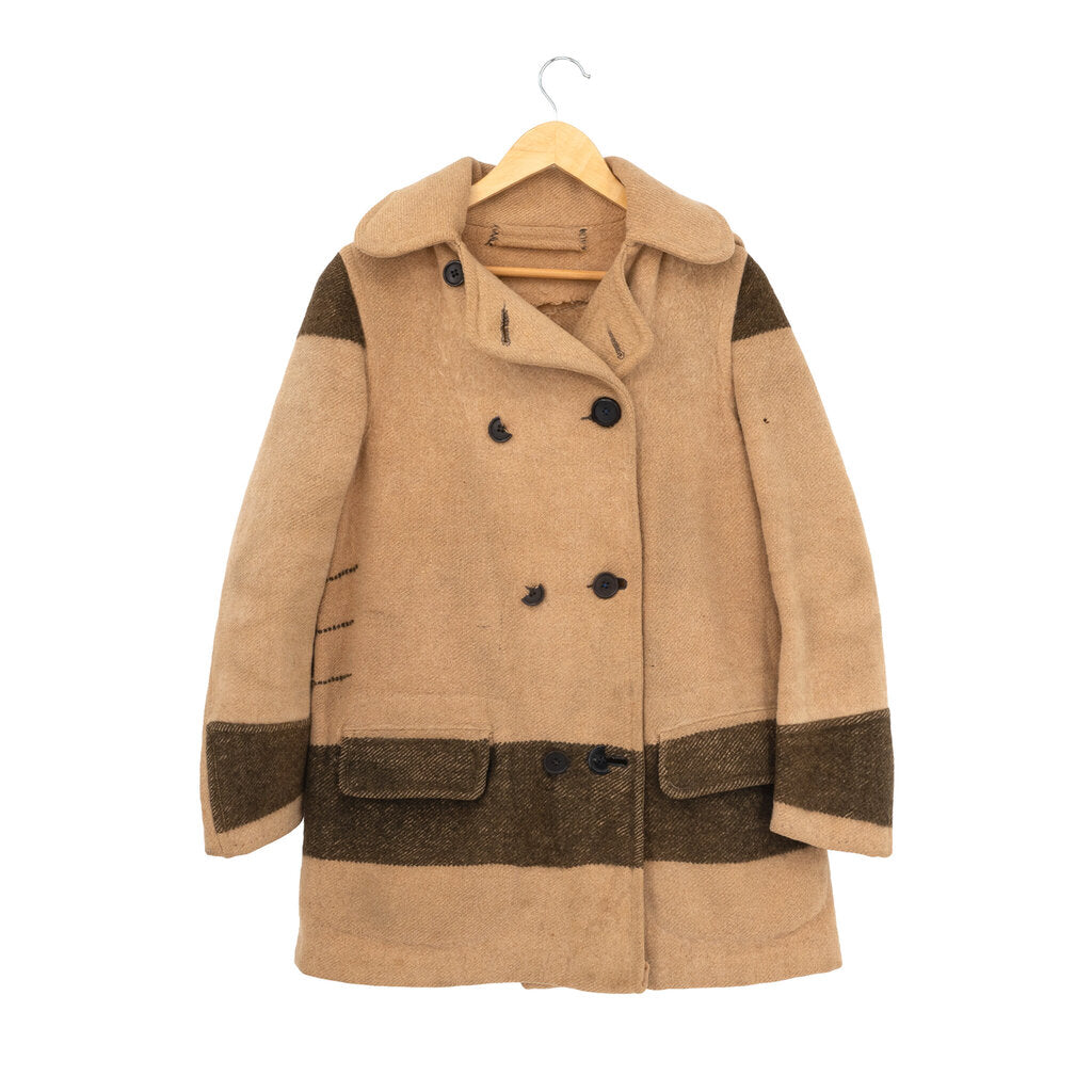 1920s-30s Vintage Hooded Wool Blanket Coat
