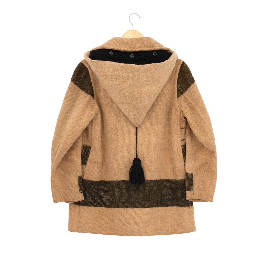 1920s-30s Vintage Hooded Wool Blanket Coat