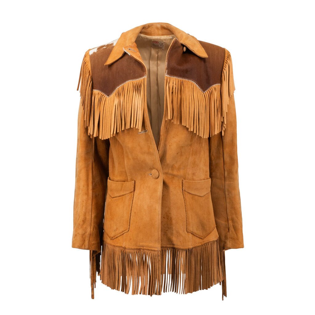 1950s Vintage Shorthorn Hair on Hide Fringe Leather Jacket