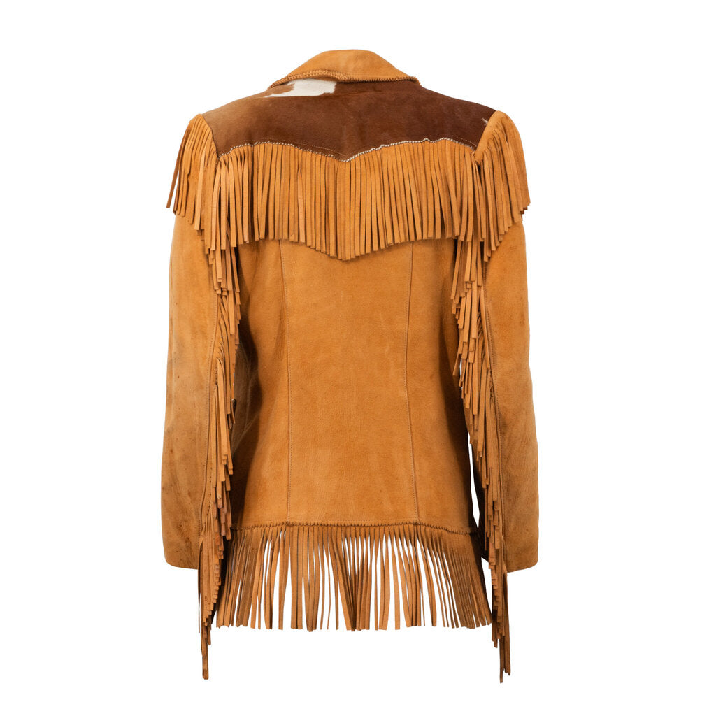 1950s Vintage Shorthorn Hair on Hide Fringe Leather Jacket