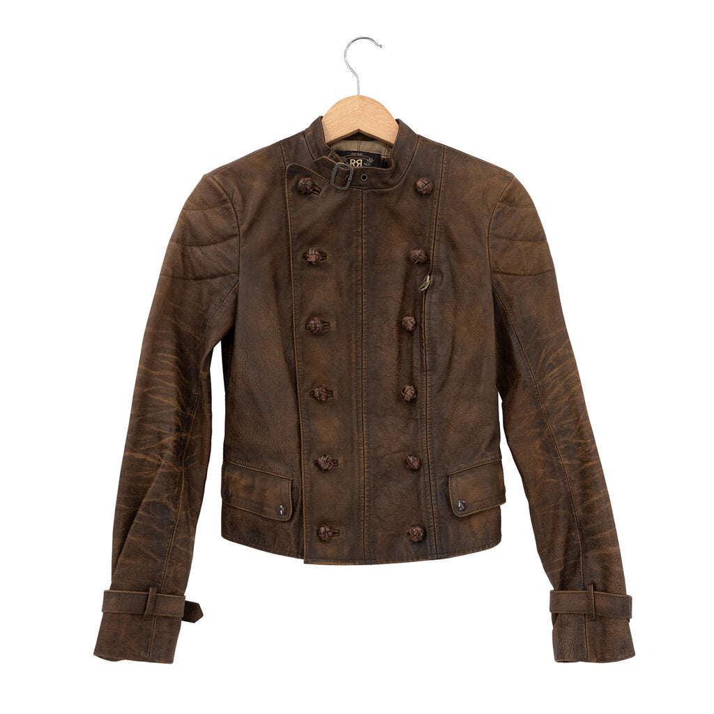 Double Breasted Leather Moto Jacket