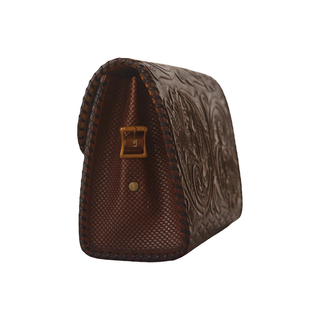 Vintage Leather Tooled Clutch