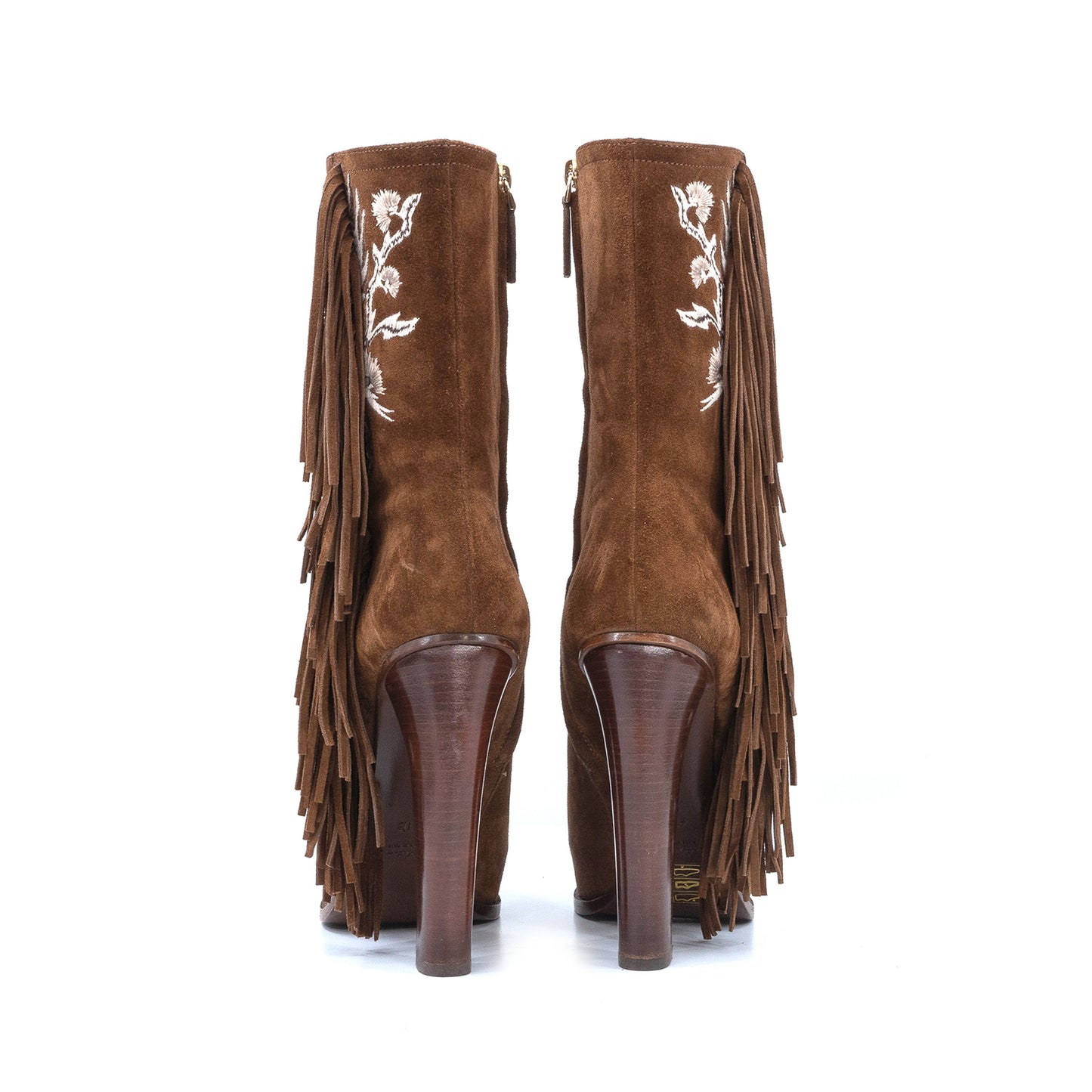 Suede & Fringe Heeled Boot