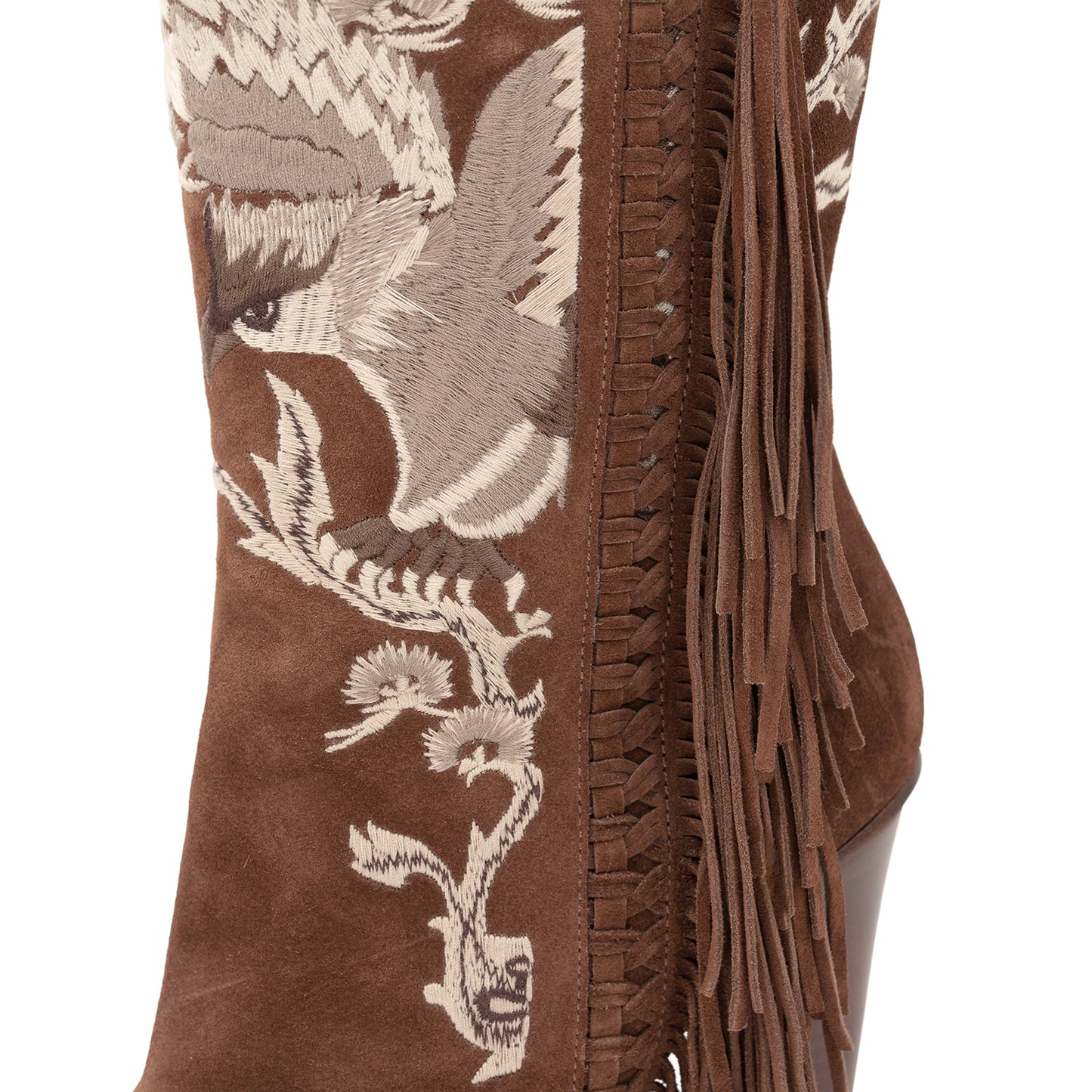Suede & Fringe Heeled Boot
