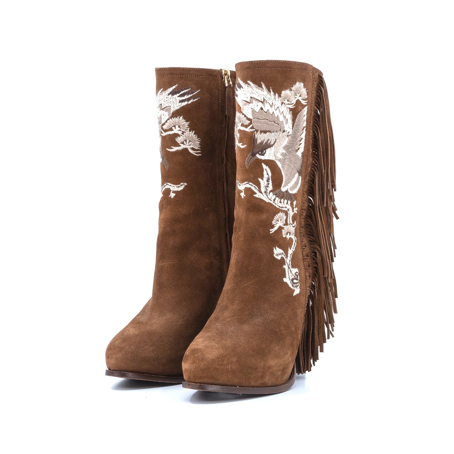 Suede & Fringe Heeled Boot