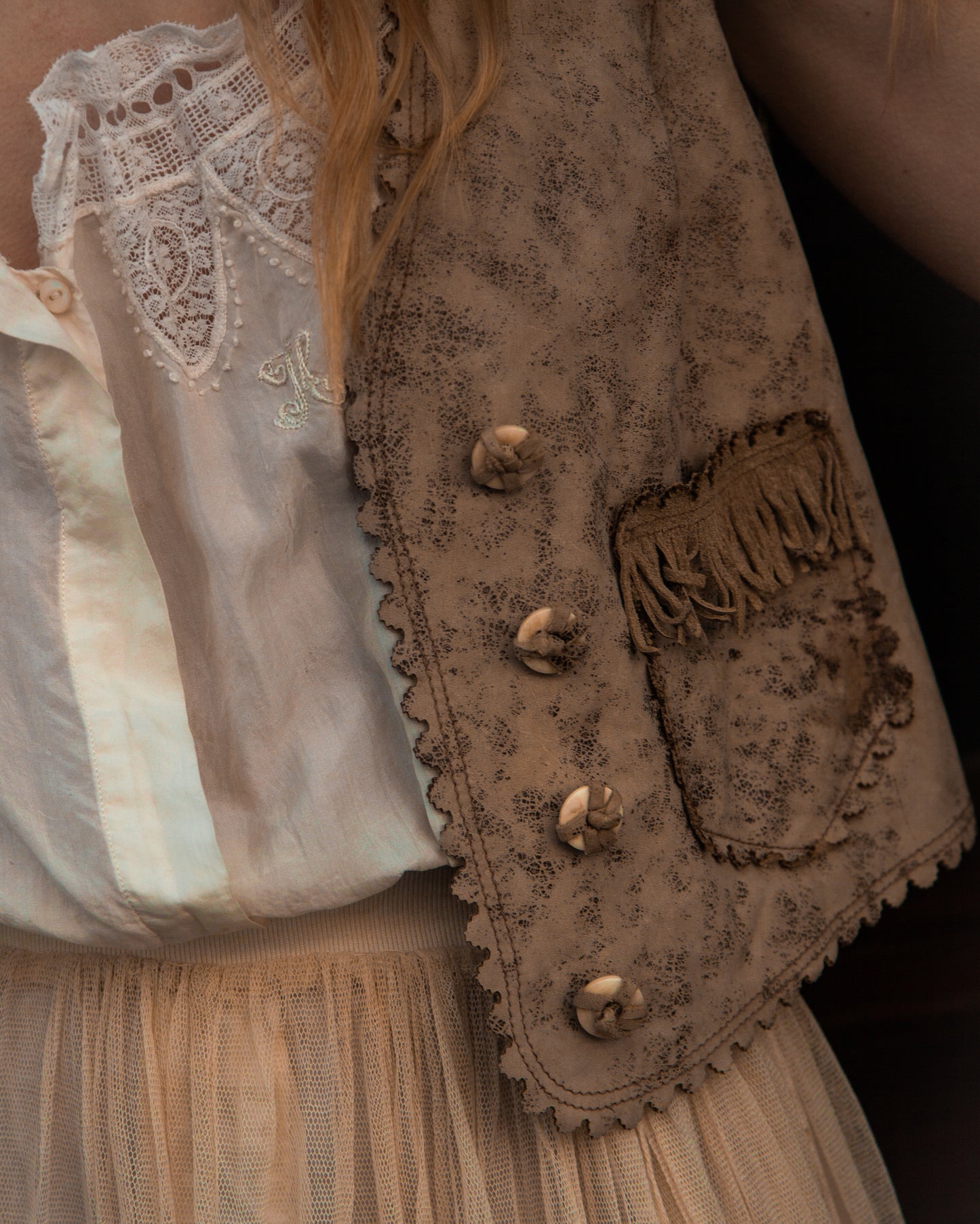 Double RL Vintage Fringe Leather Vest