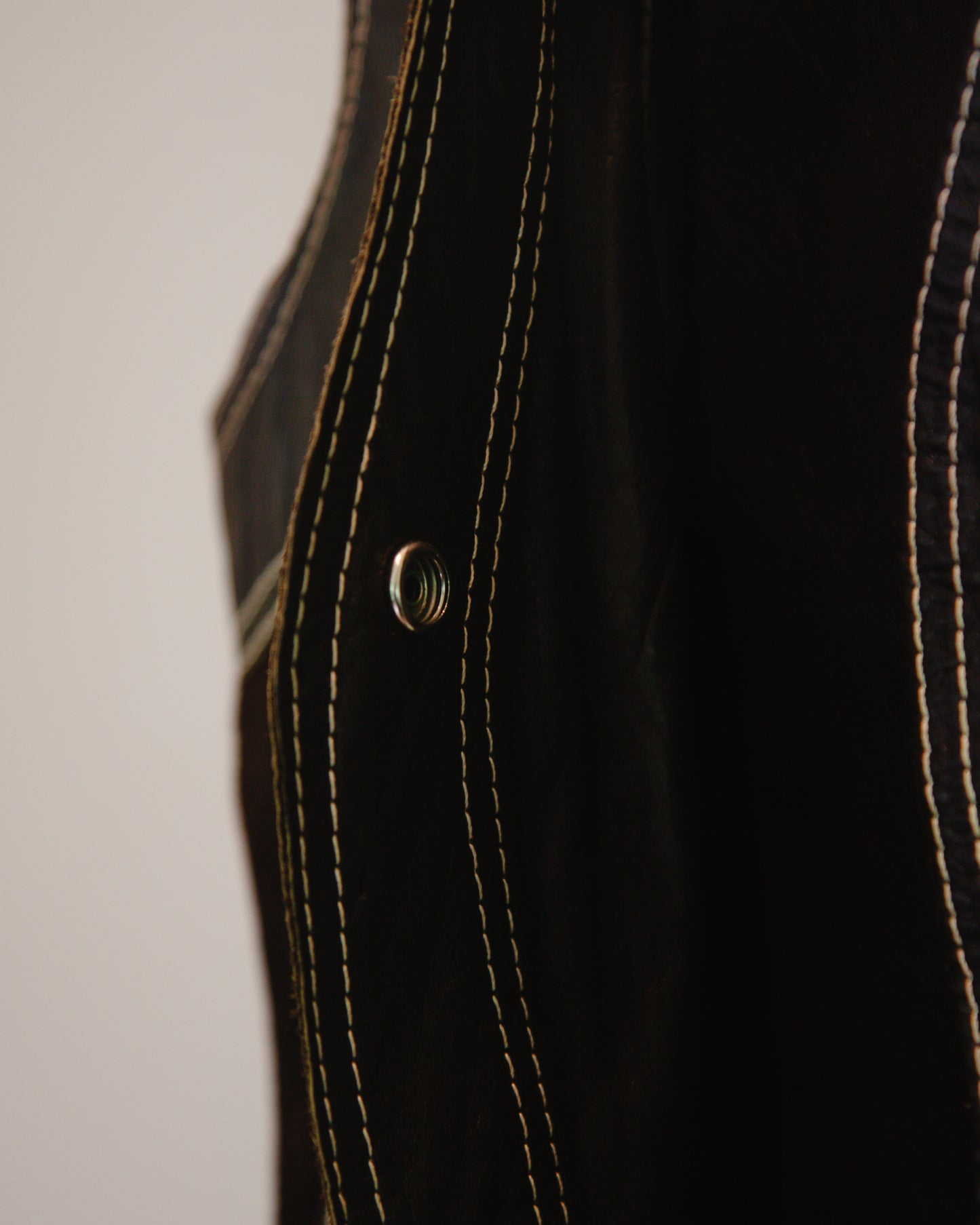 Close up of brown leather fabric