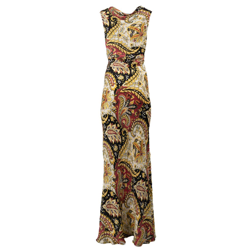 Sleeveless Paisley Evening Gown