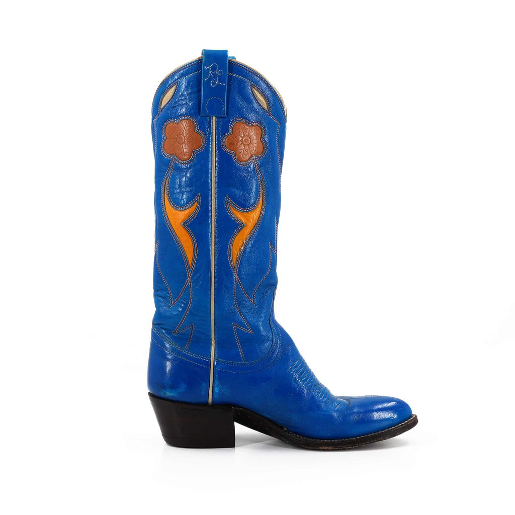 Vintage Flower Inlay Cowboy Boots