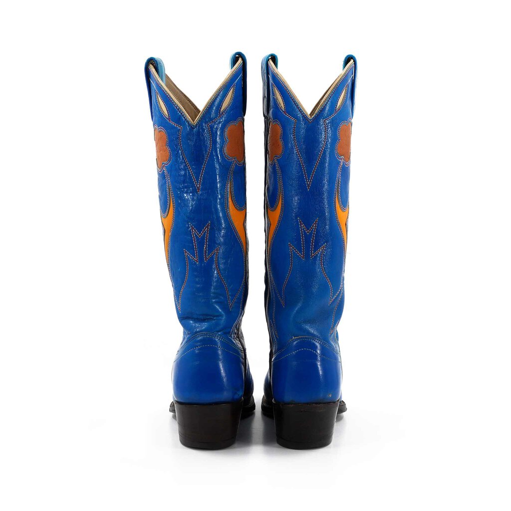 Vintage Flower Inlay Cowboy Boots
