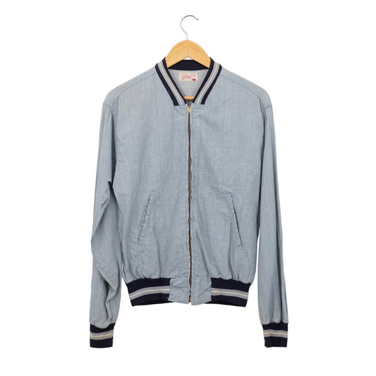1950s Vintage Pole Tavern Chainstitch Chambray Bomber Jacket