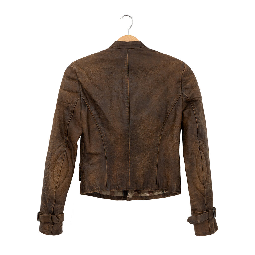Double Breasted Leather Moto Jacket