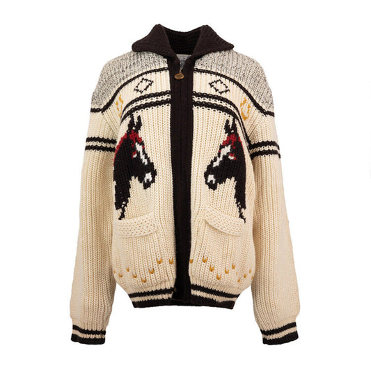 1950s Vintage Wool Cardigan - Horses