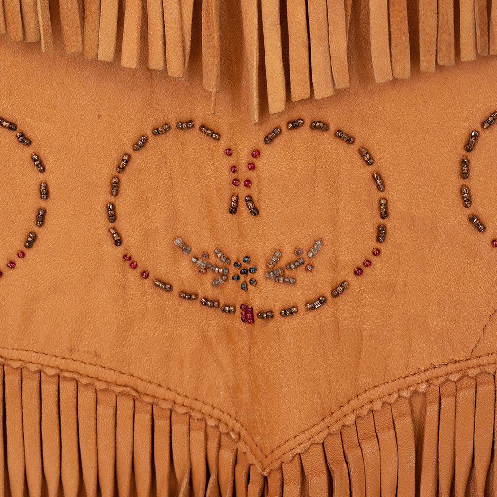1950s Vintage Floral Beaded Leather Fringe Jacket