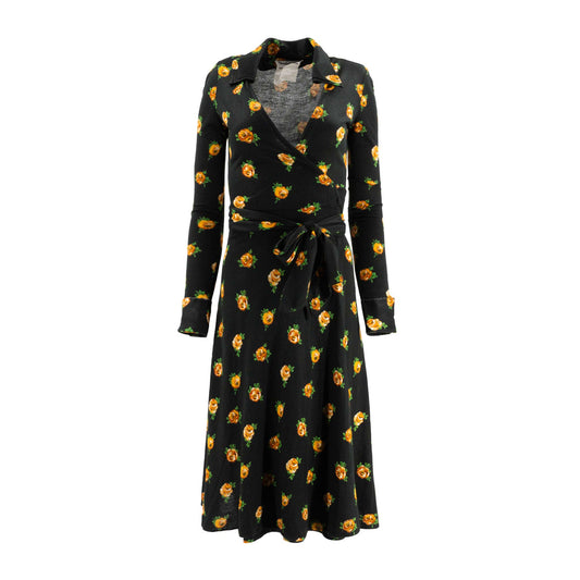 Vintage Floral Print Wrap Dress