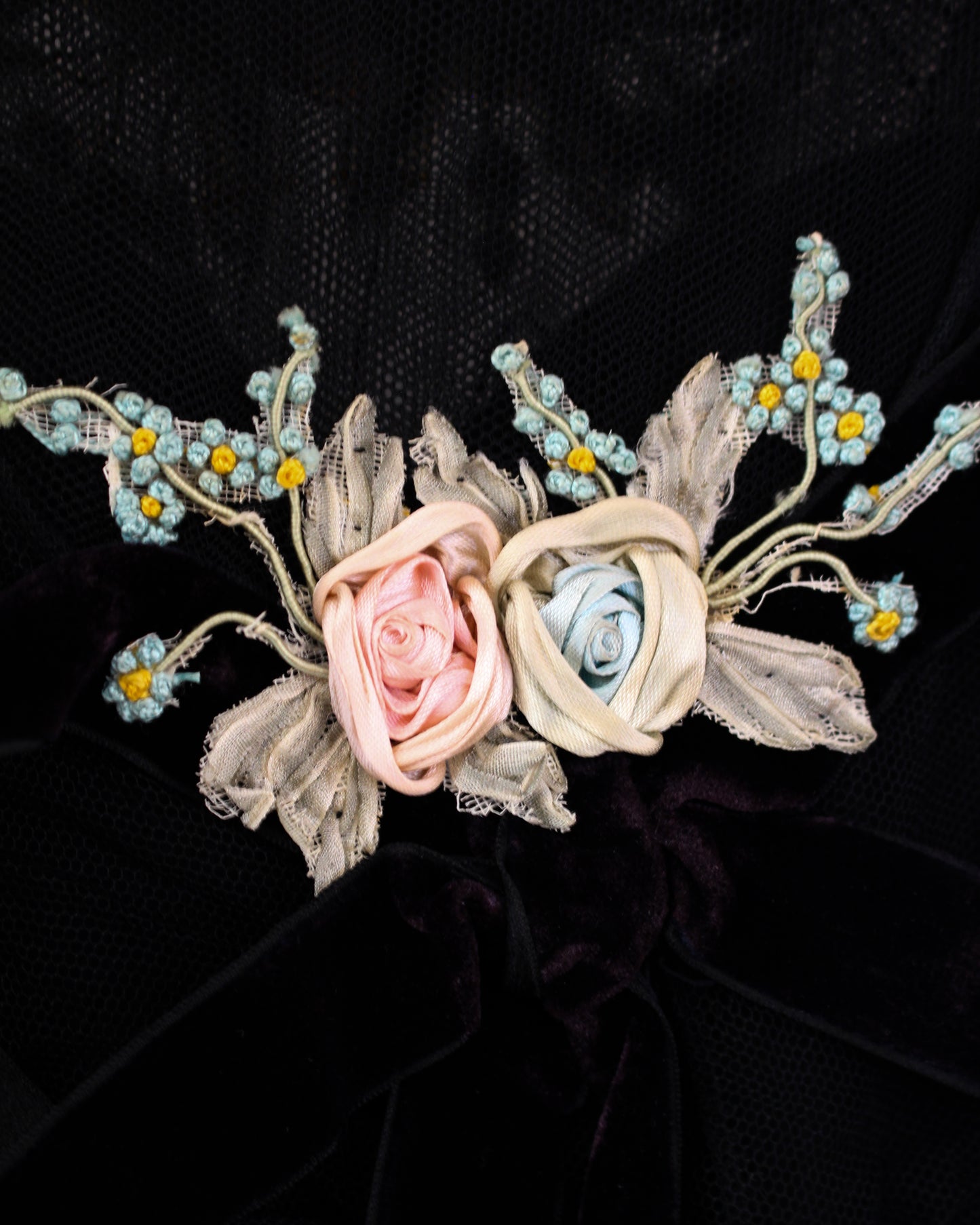 Floral ribbon embroidery detail