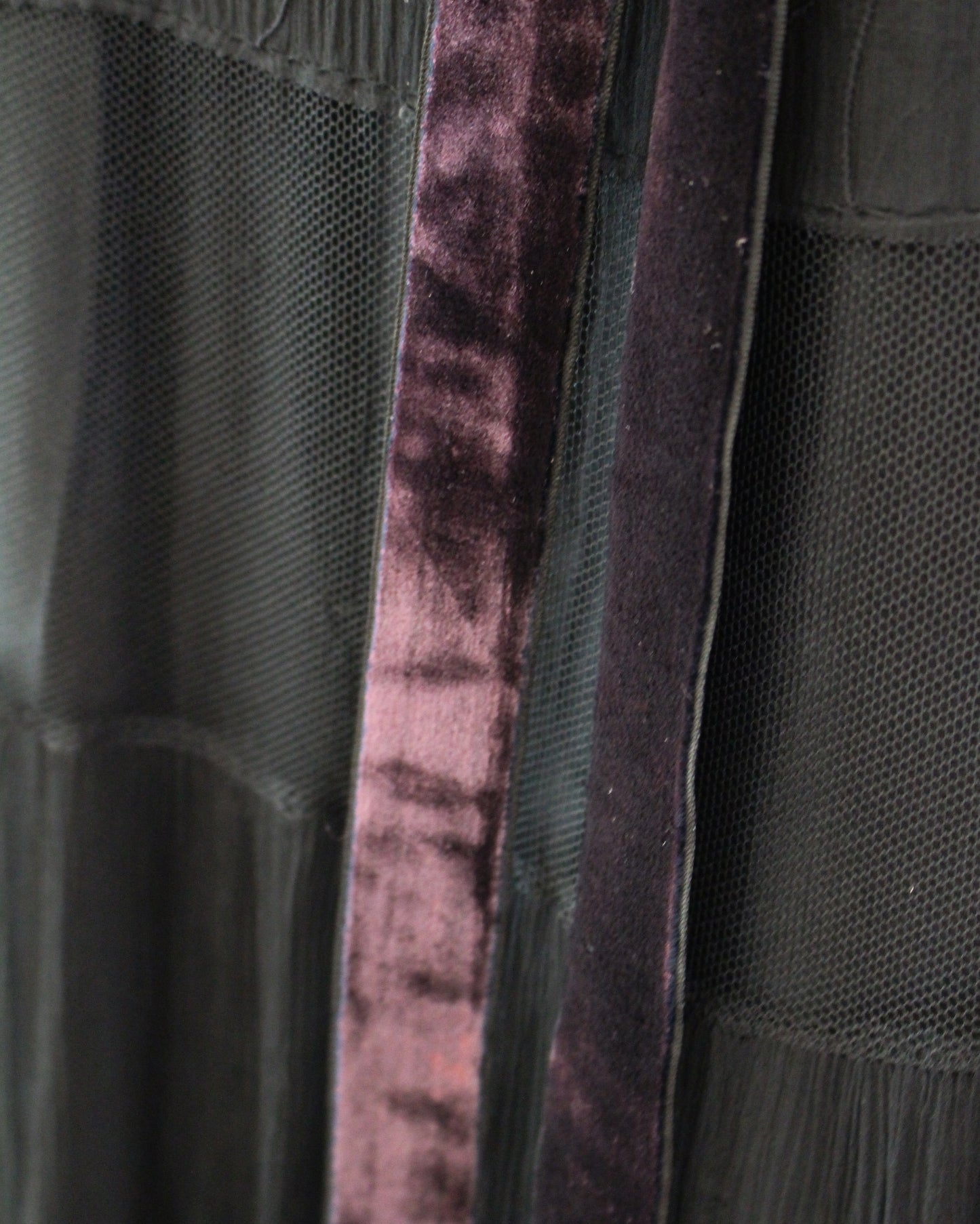 Close up of velvet purple bow