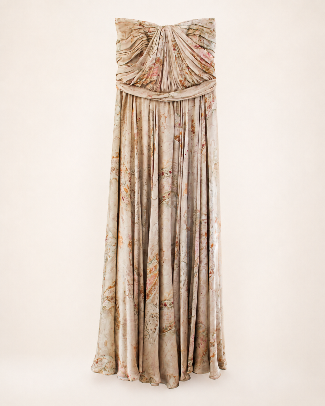 Vintage Ralph Lauren Floral Print Strapless Silk Gown