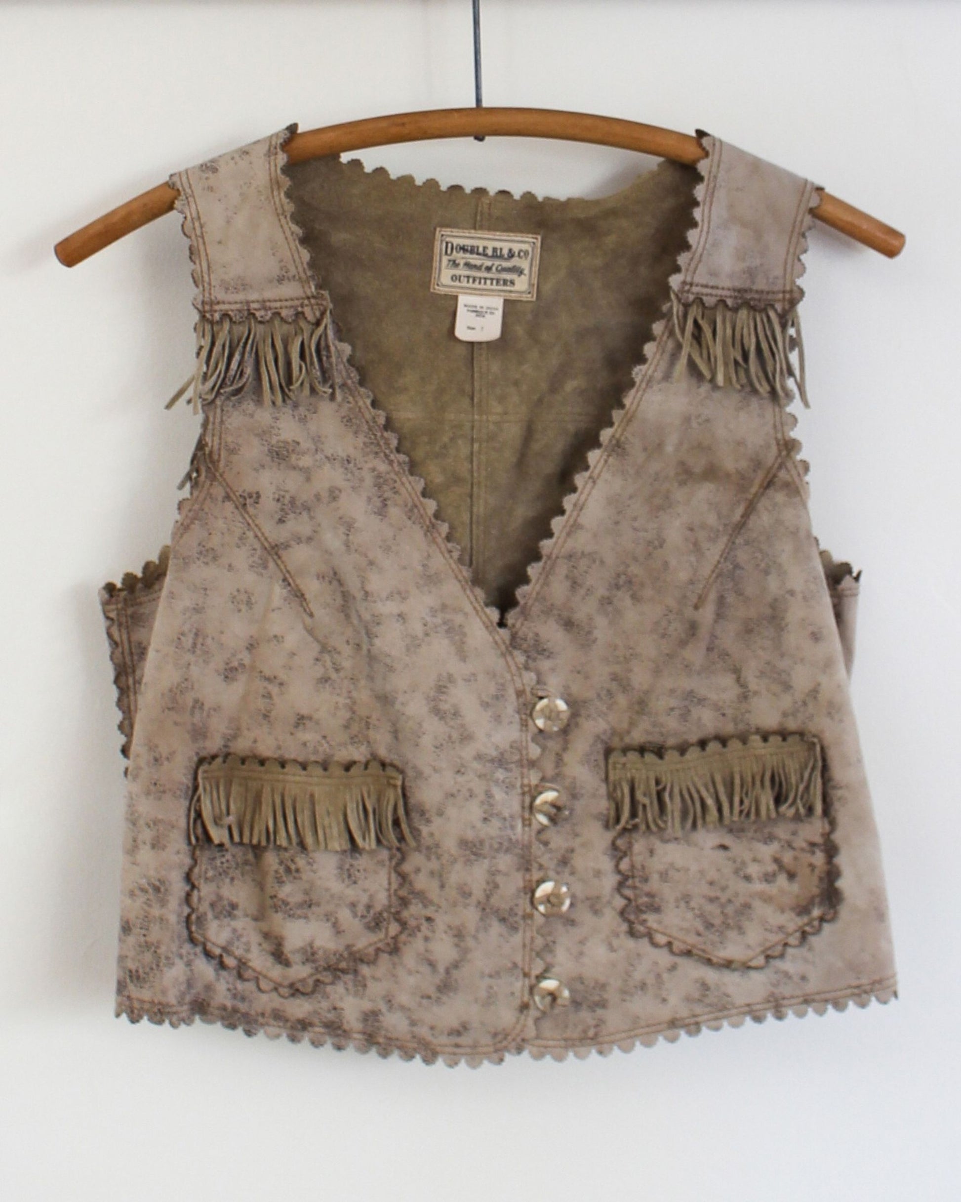 Double RL Vintage Fringe Leather Vest