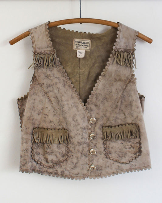 Double RL Vintage Fringe Leather Vest