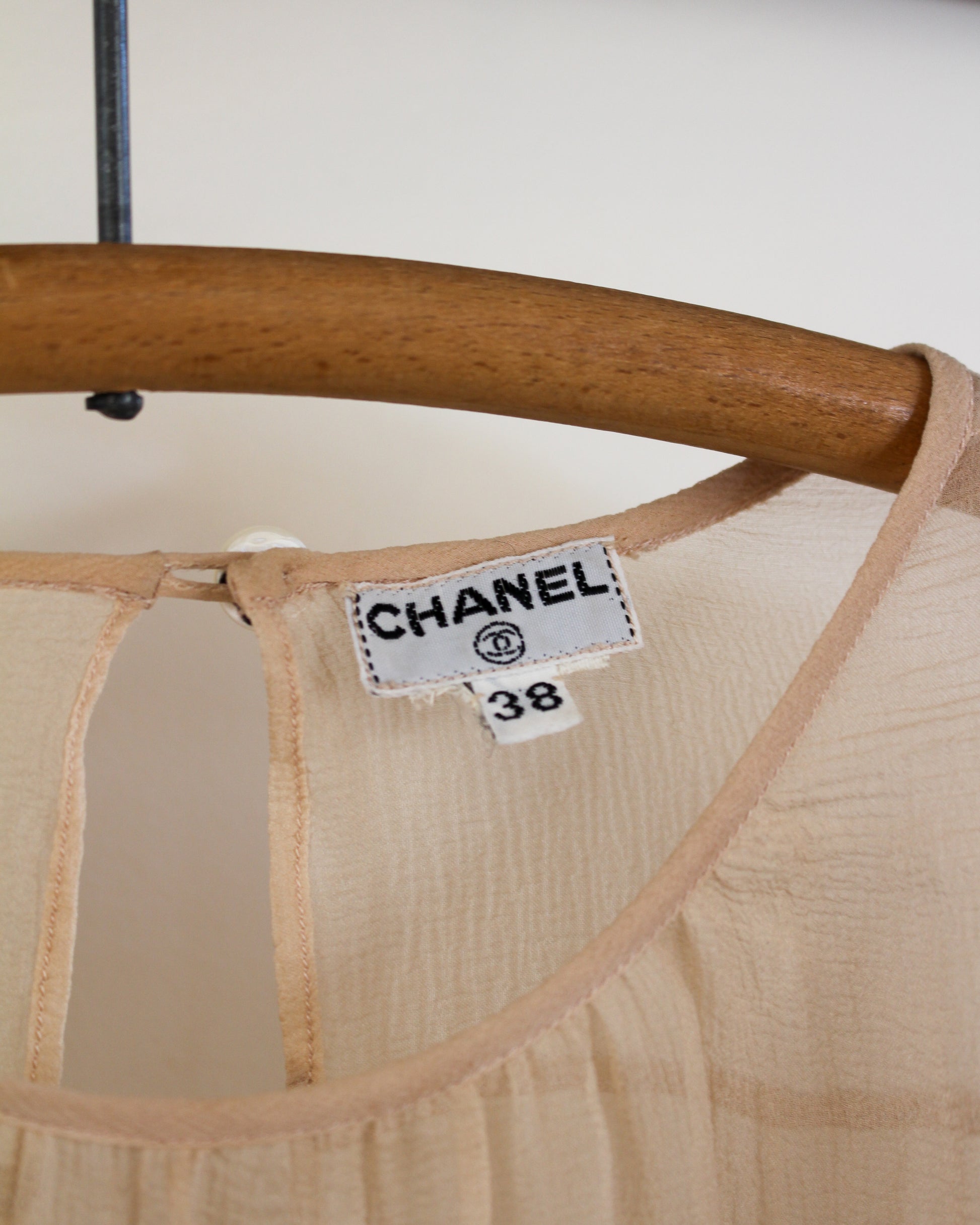 1980's Vintage Chanel Chiffon Blouse with Ruffle Sleeves