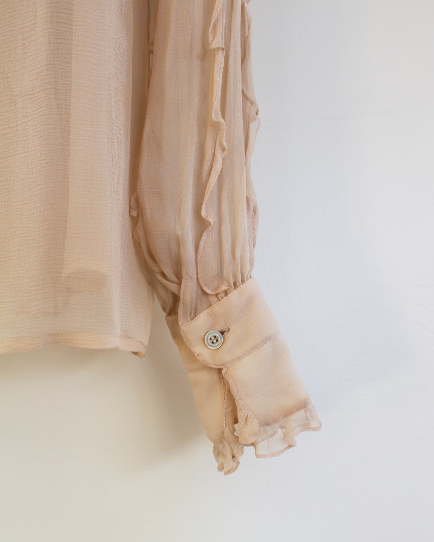 1980's Vintage Chanel Chiffon Blouse with Ruffle Sleeves