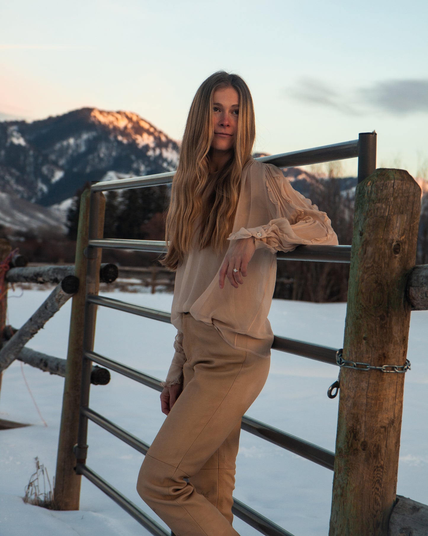 1980's Vintage Chanel Chiffon Blouse with Ruffle Sleeves