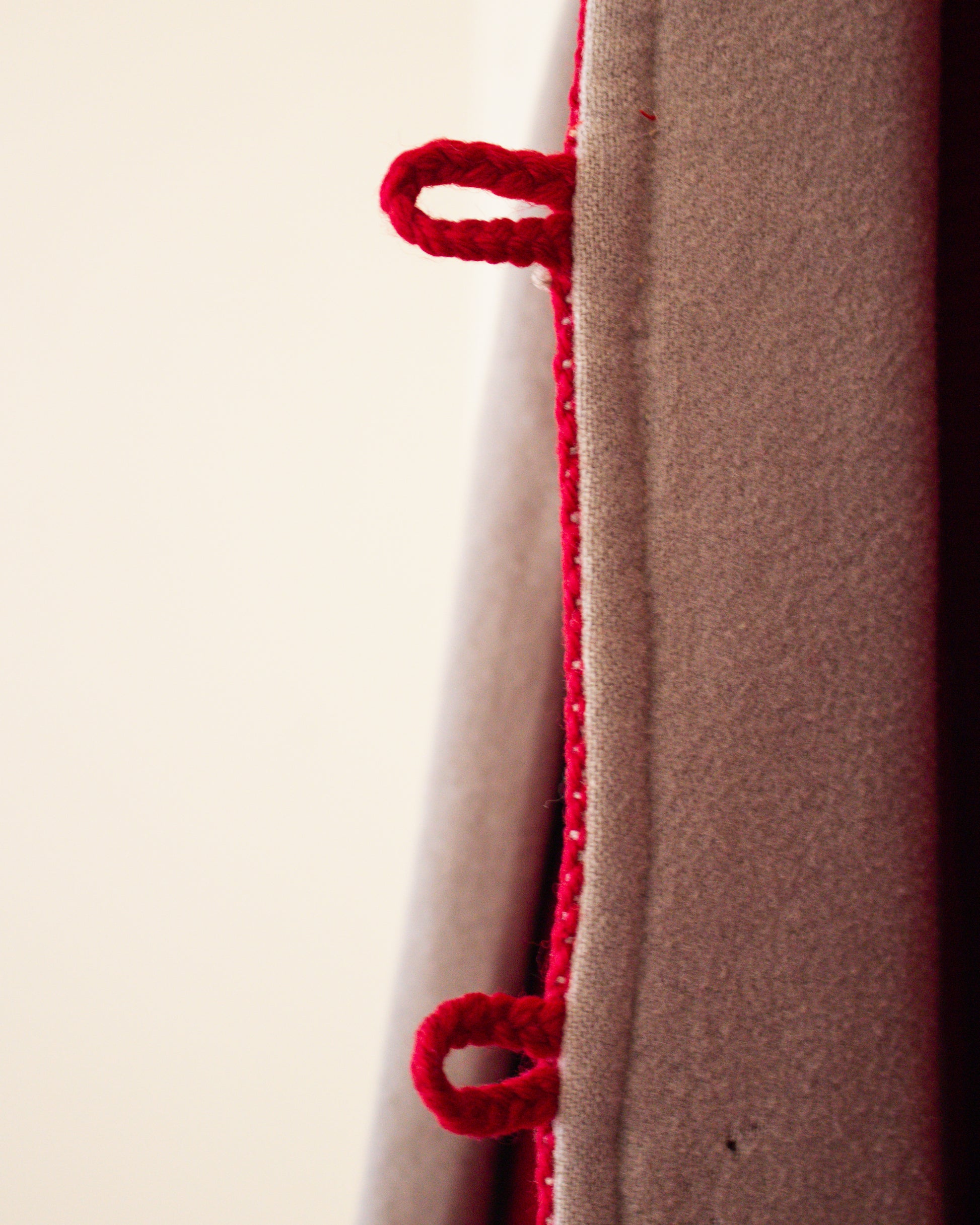 Close up of hook and loop button closures
