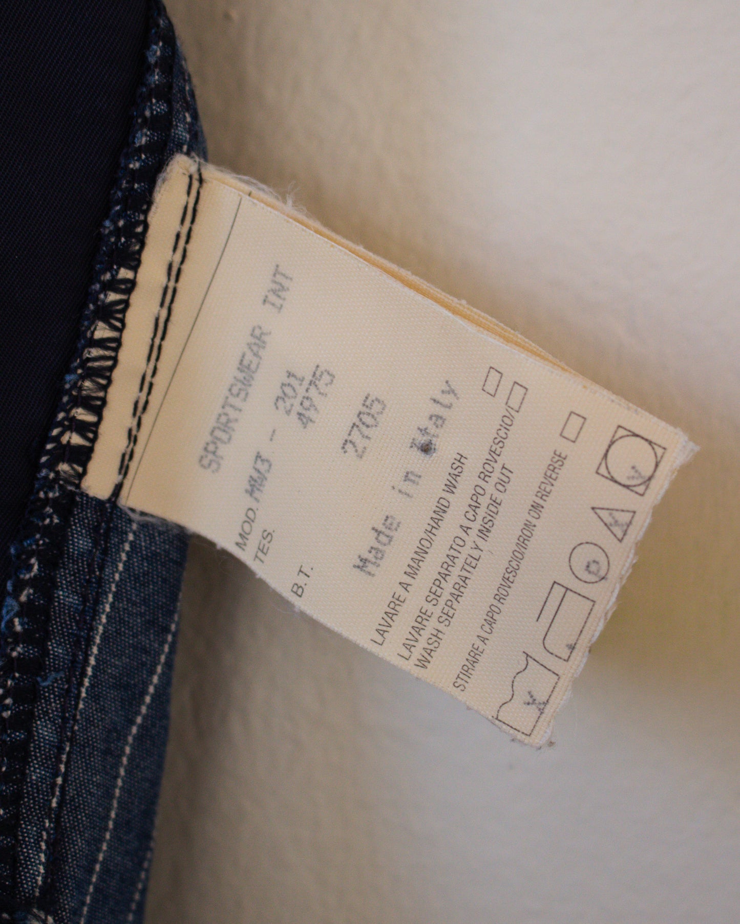 Close-up of a clothing label 