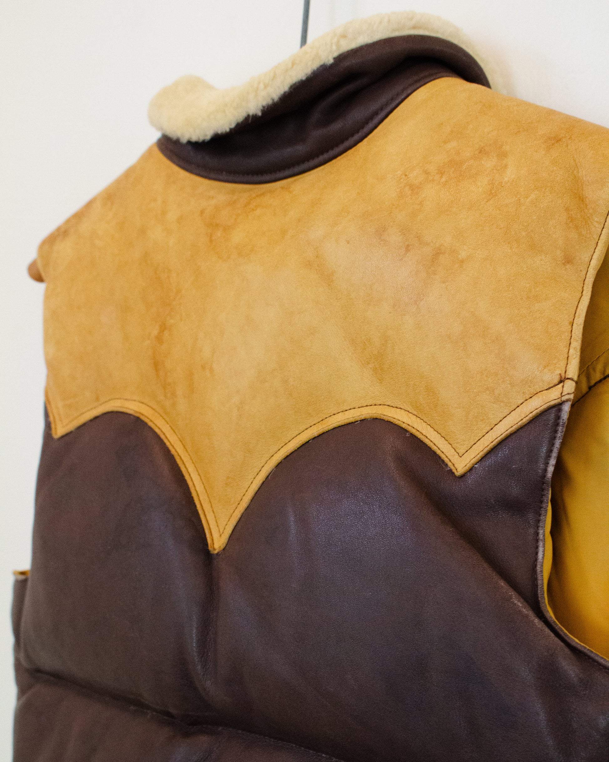 Back yoke of down leather vest