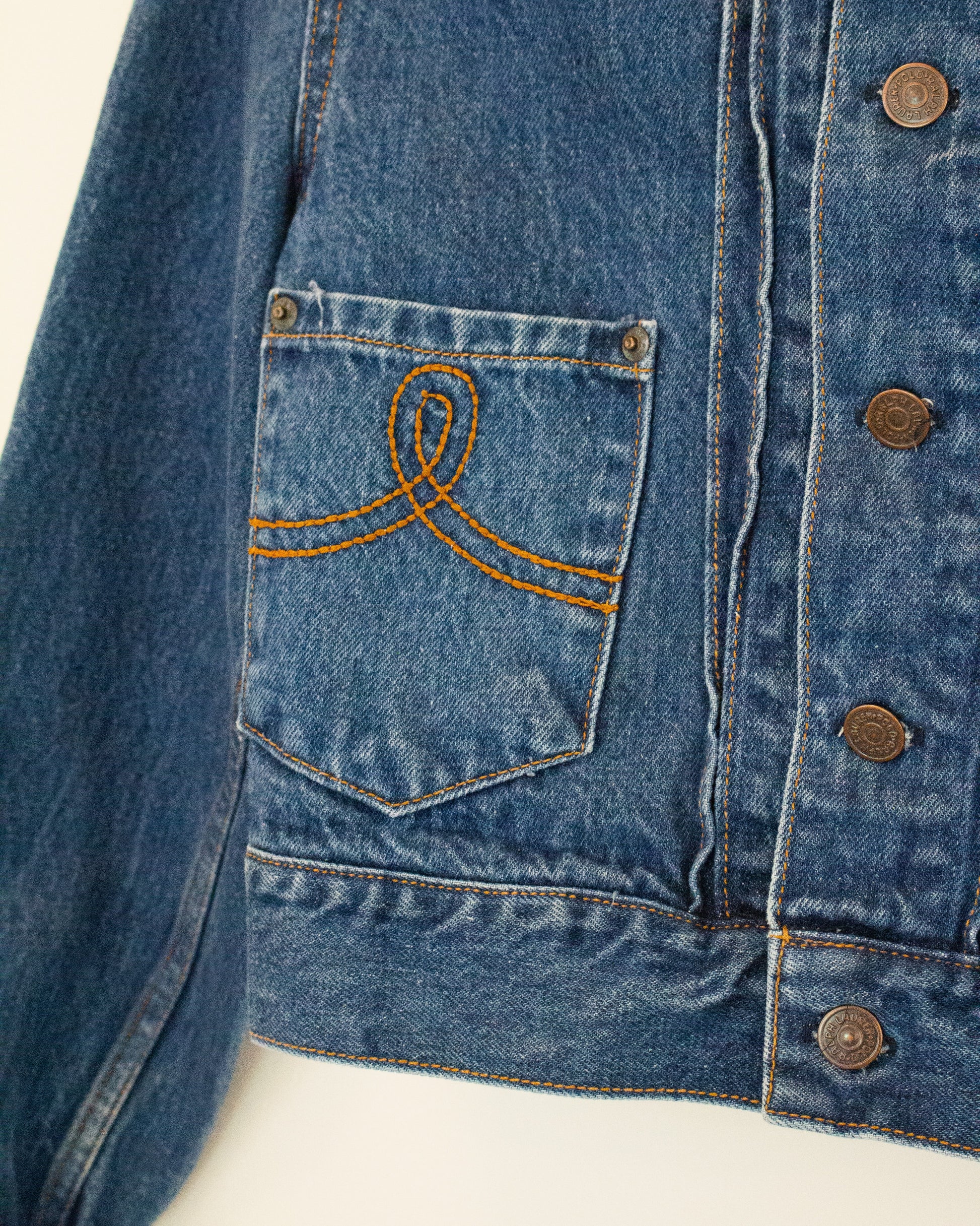 Western detail on pocket of denim jacket