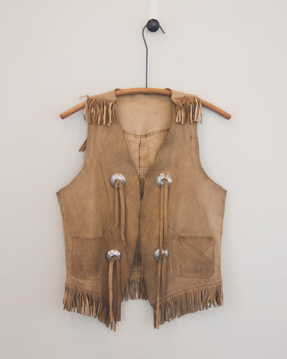 Suede leather vest on hanger