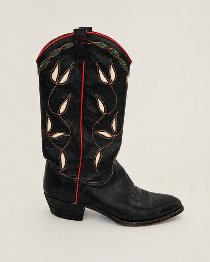 Black inlay cowboy boots