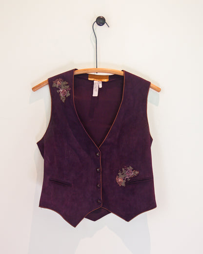 Roberto Cavalli Floral Printed Suede Leather Skirt & Vest Set
