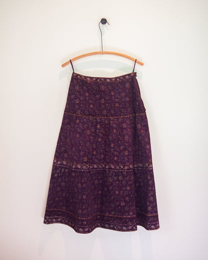 Roberto Cavalli Floral Printed Suede Leather Skirt & Vest Set