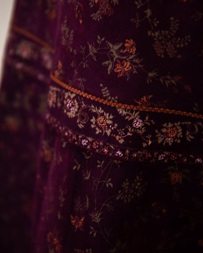 Roberto Cavalli Floral Printed Suede Leather Skirt & Vest Set