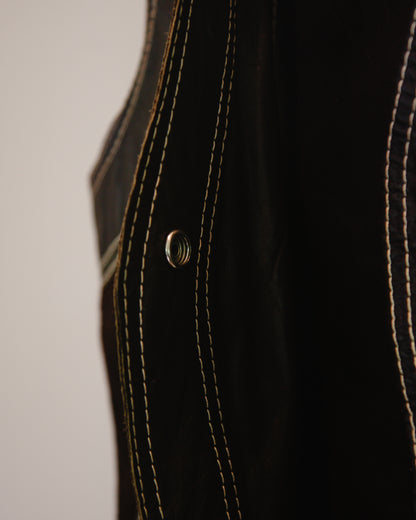 Close up of brown leather fabric