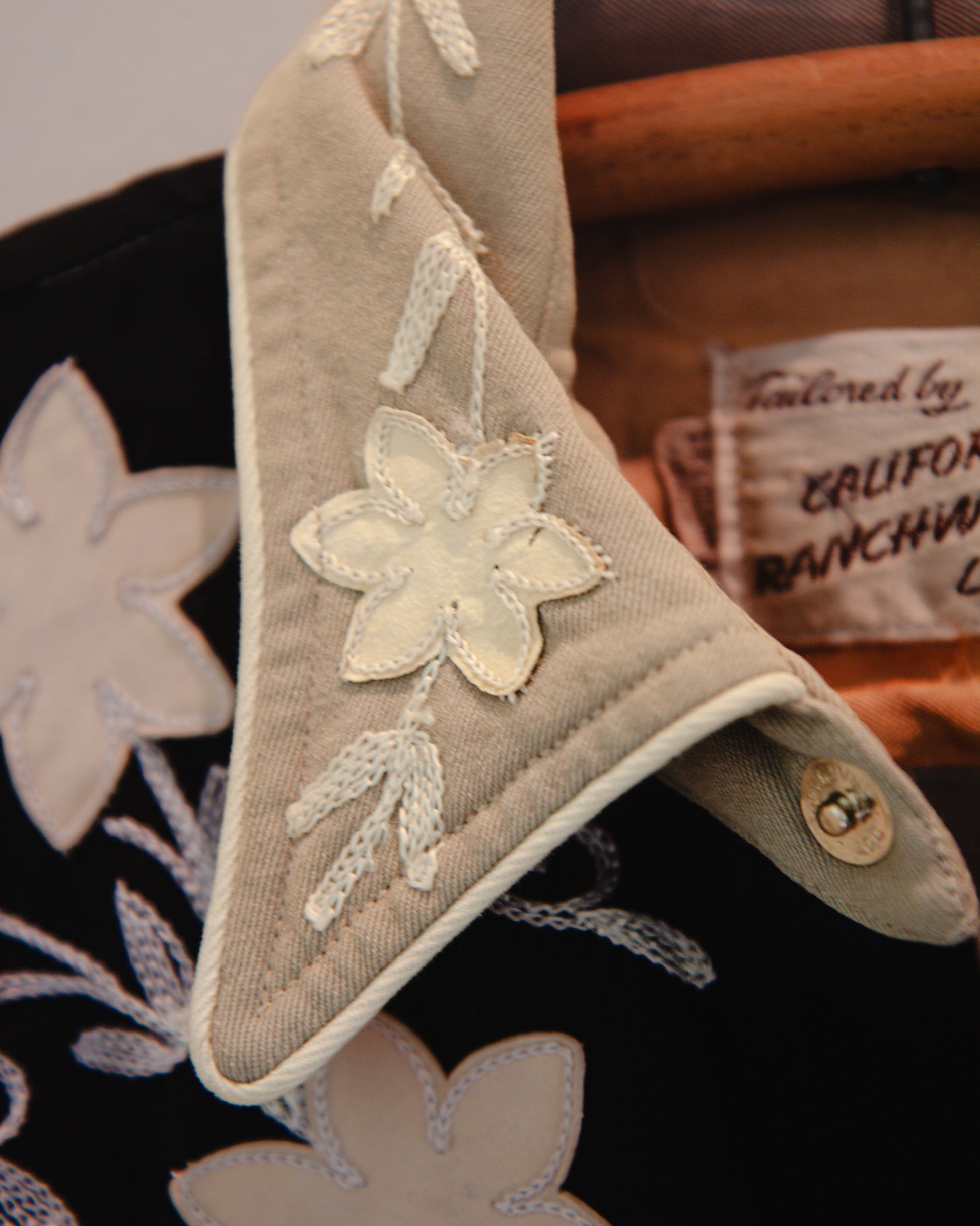 Embroidered floral design on shirt