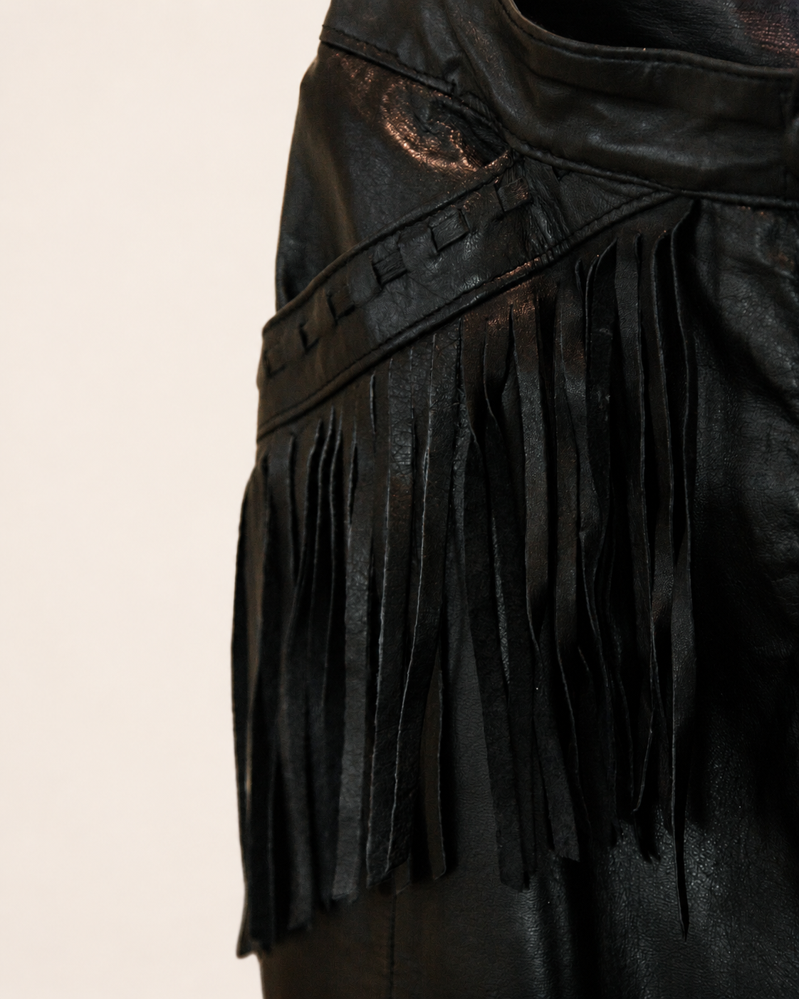 Pioneer Wear Golden Collection Vintage Leather Midi Skirt With Fringe Detail