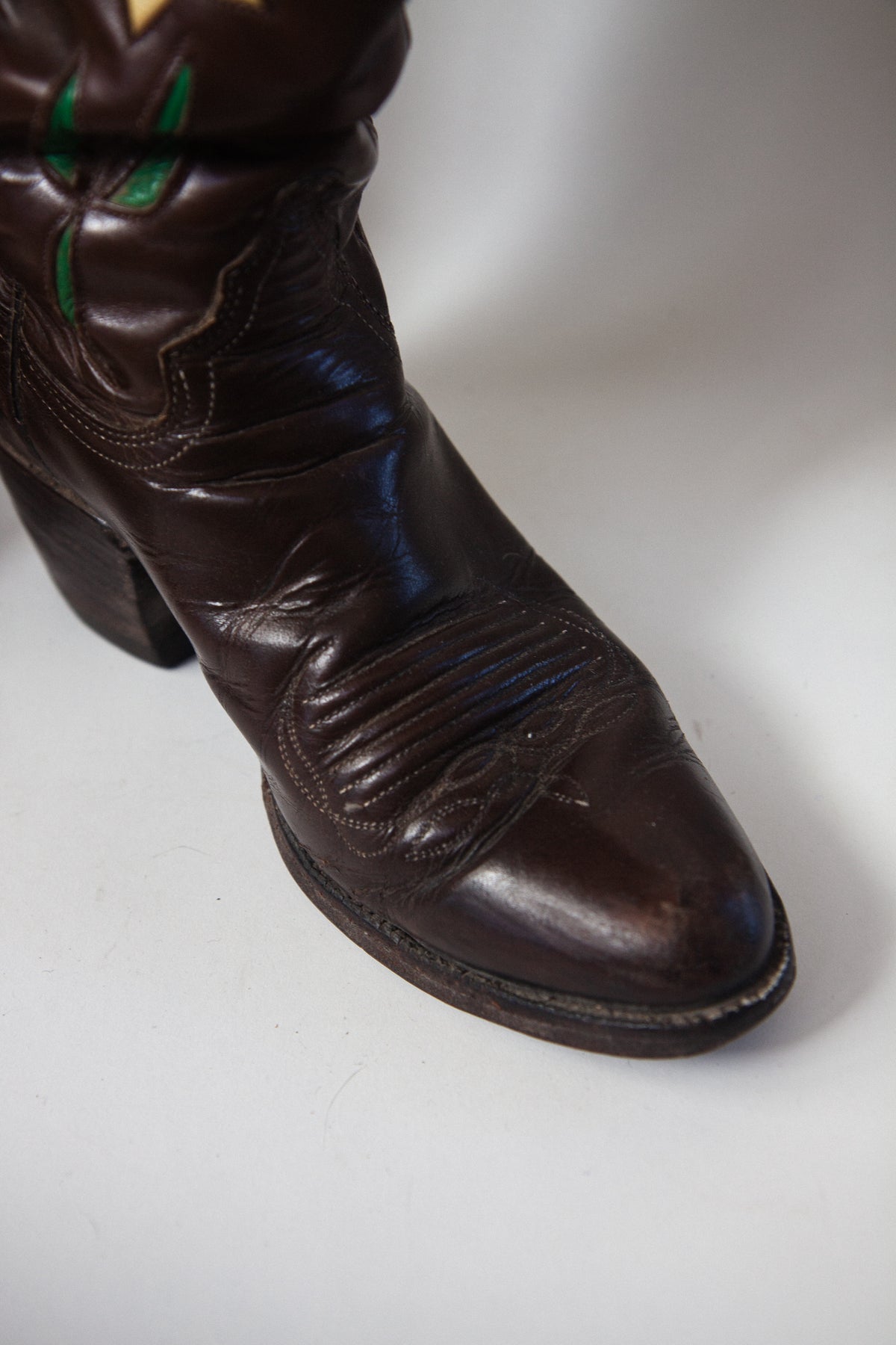 1960s-1970s Vintage Flower Inlay Cowboy Boots