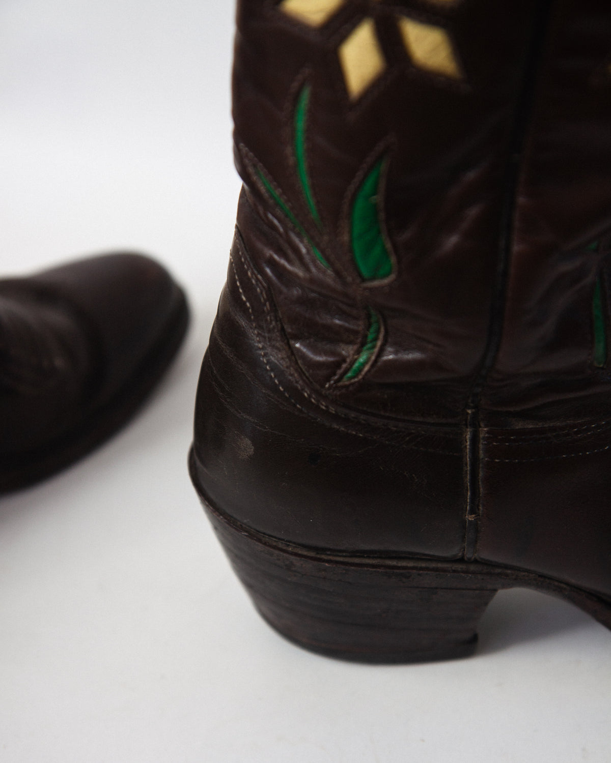 1960s-1970s Vintage Flower Inlay Cowboy Boots