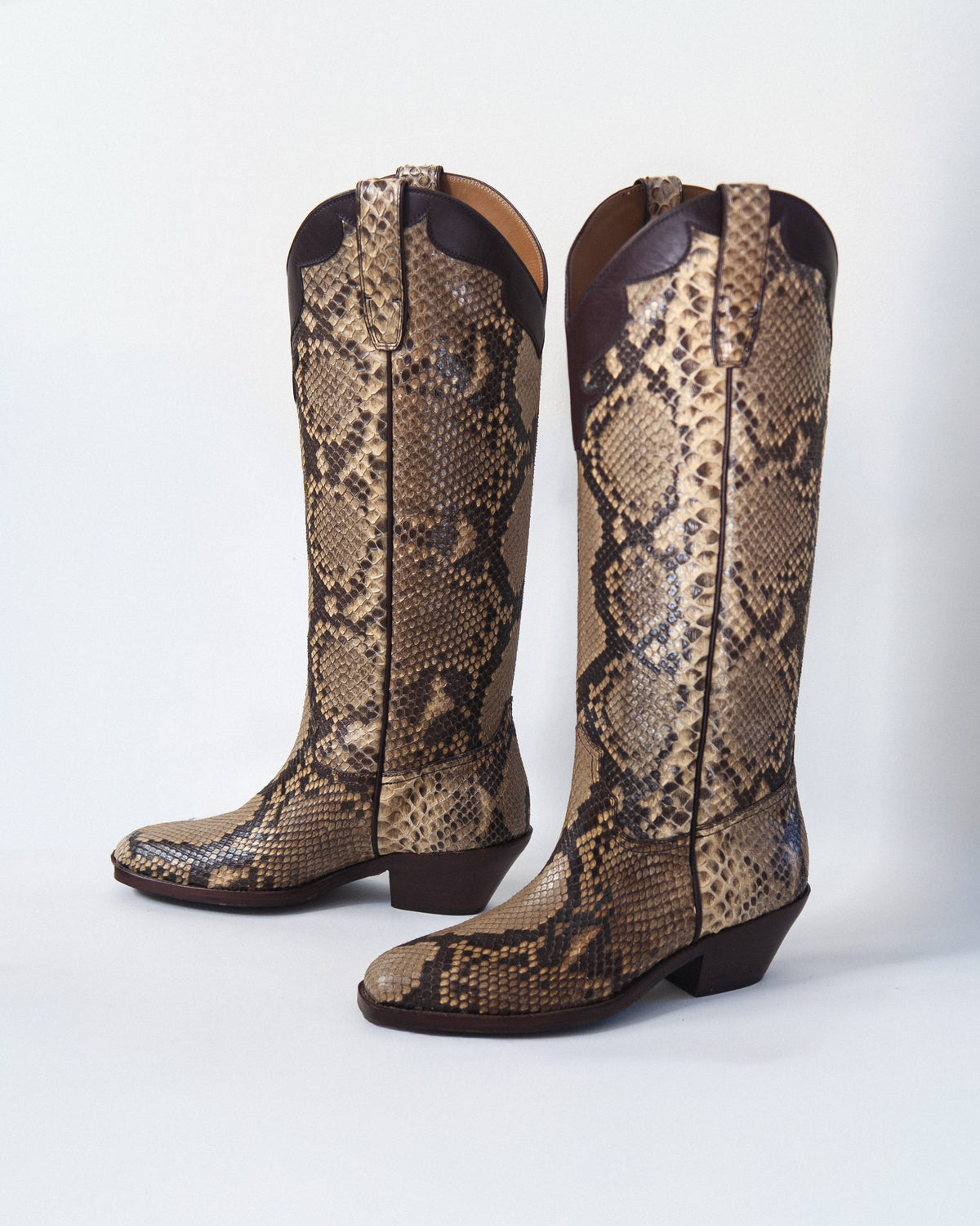 Ralph Lauren Purple Label Vintage Tall Python Cowboy Boots