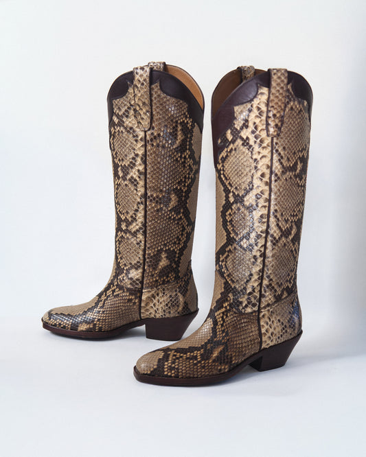 Ralph Lauren Purple Label Vintage Tall Python Cowboy Boots