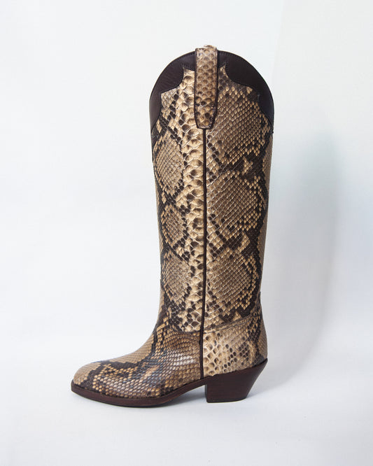 Ralph Lauren Purple Label Vintage Tall Python Cowboy Boots