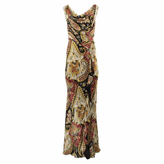 Sleeveless Paisley Evening Gown